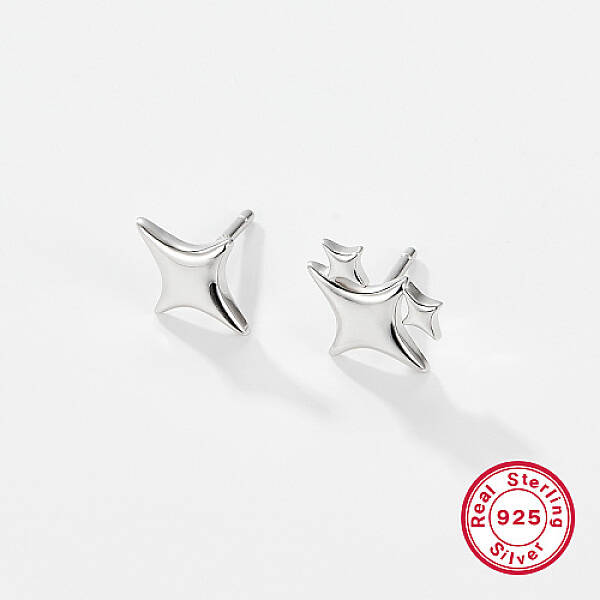 Anti-Tarnish Rhodium Plated 925 Sterling Silver Ear Studs