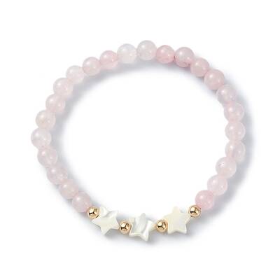 Natural Rose Quartz Round Beaded Bracelets