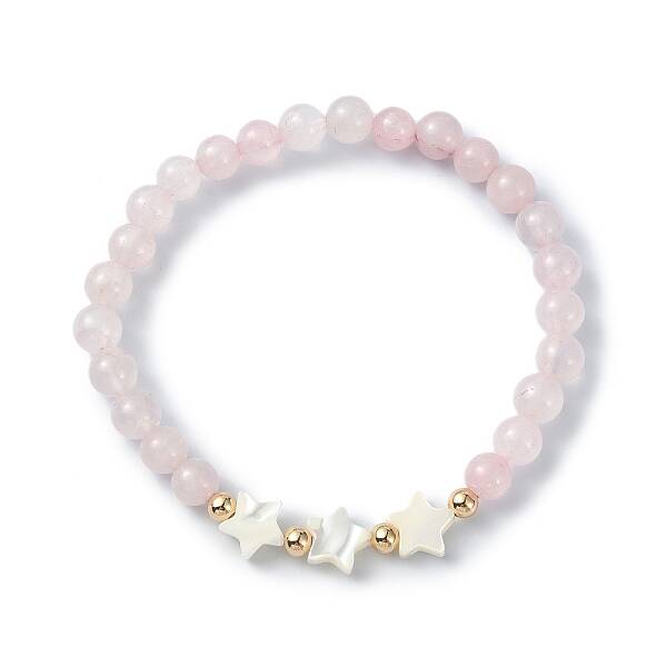 Natural Rose Quartz Round Beaded Bracelets