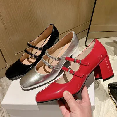 CHIKO Daisia Square Toe Block Heels Mary Jane Shoes