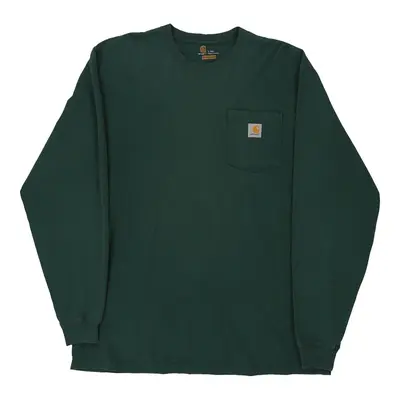 Carhartt Tall Long Sleeve T-Shirt - Large Green Cotton