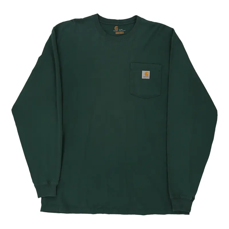 Carhartt Tall Long Sleeve T-Shirt - Large Green Cotton