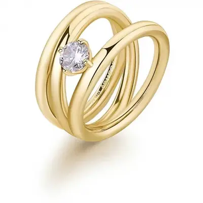 Brosway Solid Gold Plated Ring with Zirconia Ribbon BBN46 - Circuit: 52mm