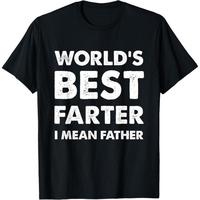 [100% Cotton] Father's Day Retro World's Best Farter Dad Joke T-Shirt Premium Cotton Apparel,T-shirt,Black T-shirt,Short Slee...