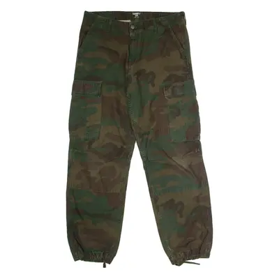 CARHARTT WIP Cuffed Camouflage Cargo Mens Trousers Green Straight W32 L32