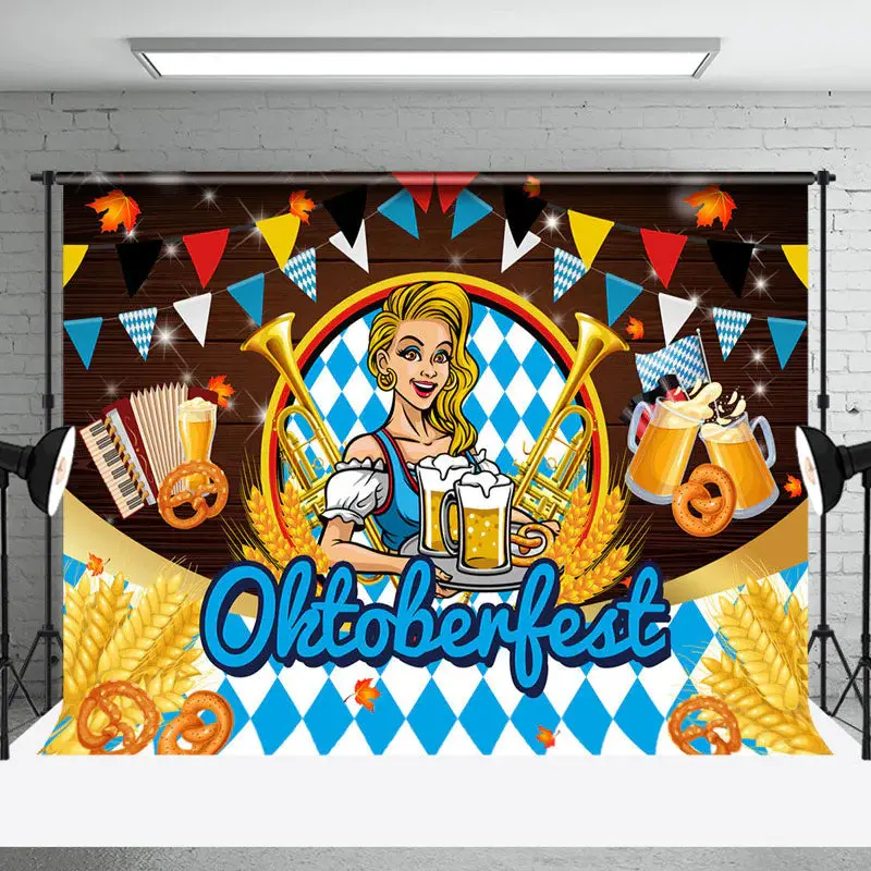 Wheat Bread Blonde Wooden Oktoberfest Party Backdrop