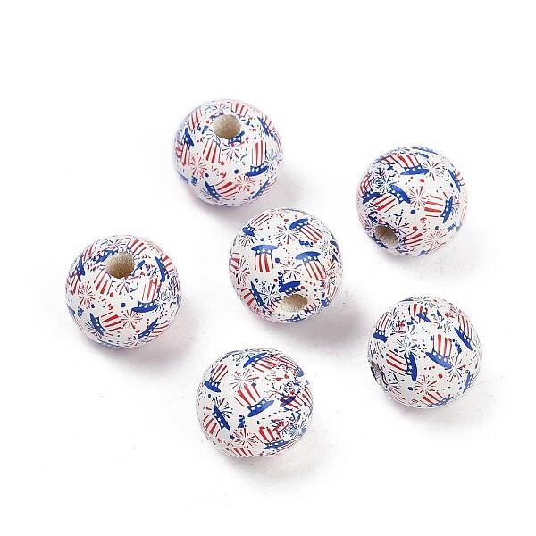Independence Day Theme Wood European Beads