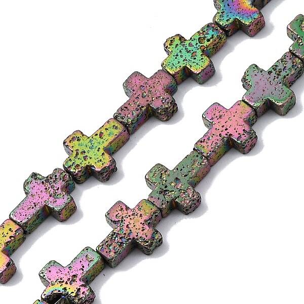Electroplated Natural Lava Rock Beads Strands
