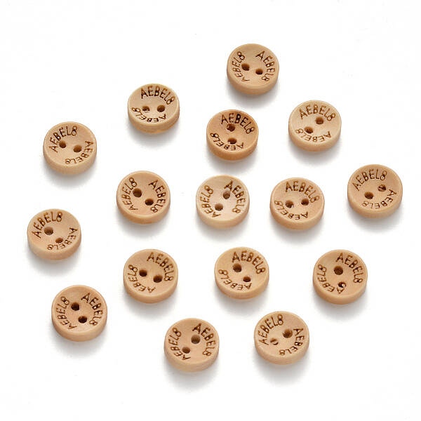 2-Hole Carved Maple Wooden Buttons