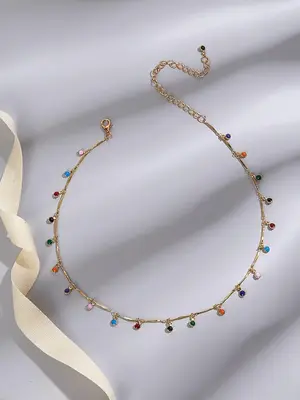 Boho Random Pattern Rhinestone Decor Pendant Necklace for Women, Casual Matching Necklace Jewelry As Gift for Girlfriend, Cla...