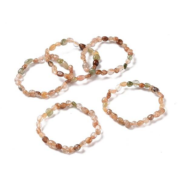 Natural Rutilated Quartz Bead Stretch Bracelets