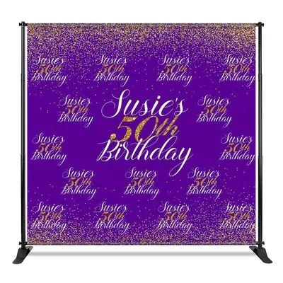 Aperturee Purple Gold Custom Step And Repeat Birthday Banner, 4X8FT(1.2X2.5M), 42 USD, step and repeat backdrops, CF1_DZYZ3O1...