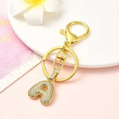 Brass Micro Pave Cubic Zirconia Keychain