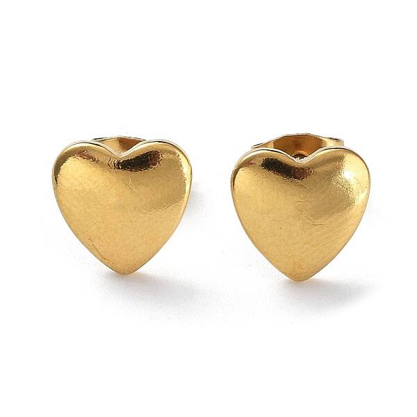 Ion Plating(IP) 304 Stainless Steel Heart Ear Studs for Women