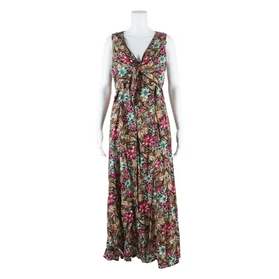 ROBBIE BEE Womens Day Dress Brown Floral Short Sleeve Midi L