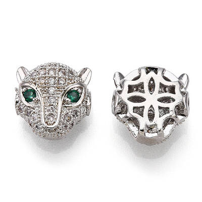 Brass Micro Pave Cubic Zirconia Beads