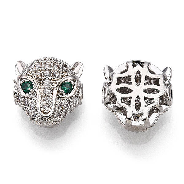 Brass Micro Pave Cubic Zirconia Beads
