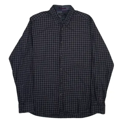 TED BAKER Mens Shirt Grey Check Long Sleeve XL