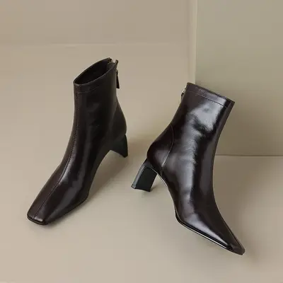 CHIKO Brielle Square Toe Chunky Heels Ankle Boots