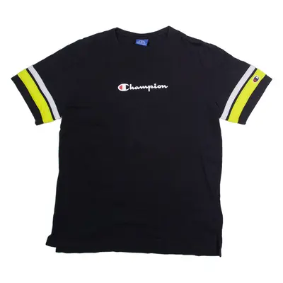 CHAMPION Mens T-Shirt Black Crew Neck L