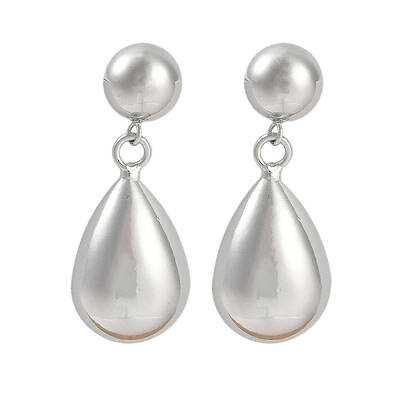 Smooth Teardrop Brass Dangle Earrings for Women