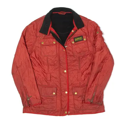 BARBOUR International Quilt Fleece Lined Quilted Jacket Red Nylon Womens UK 12