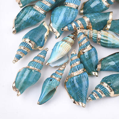 Spray Painted & Electroplate Spiral Shell Big Pendants