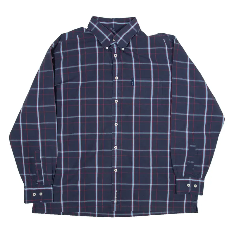 BEN SHERMAN Mens Shirt Blue Check Long Sleeve XL