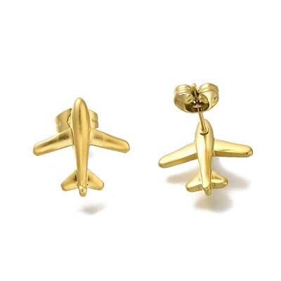 Ion Plating(IP) 304 Stainless Steel Airplane Stud Earrings for Women