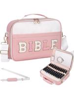 Women's Elegant Letter Pattern Bible Cover with Detachable Pencil Case, Fashionable Pastel Color Zipper Bible Bag, Casual Tre...