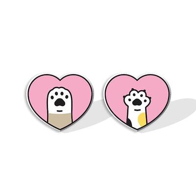 Acrylic Heart with Footprint Stud Earrings for Women