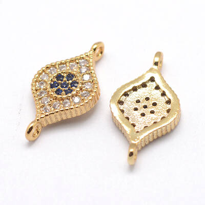 Eye Flat Round Brass Micro Pave Cubic Zirconia Links
