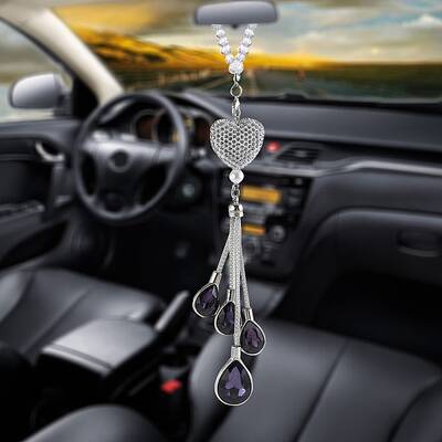 Alloy Heart with Rhinestone Teardrop Tassel Pendant Decorations
