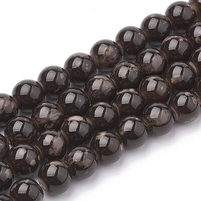 Baking Painted Round Glass Bead Strands