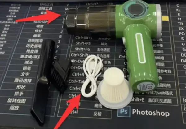 Mini Home Car Wireless Handheld Vacuum Cleaner | Color: Green Double Filter Element
