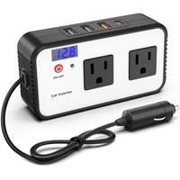 200W Car Power Inverter, DC 12V to 110V AC Car Plug Adapter with 20W USB-C & 18W USB-A Dual AC Outlet, PD/QC Fast Car Charger...