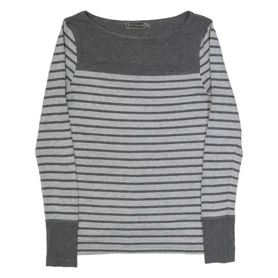 MINT VELVET Womens Printed Top Grey Long Sleeve Striped UK 12