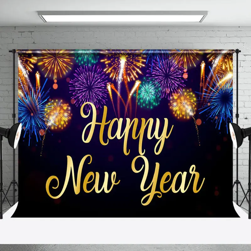 Rainbow Color Sparks Celebration New Year Backdrop - Aperturee