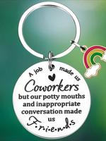 Slogan Pattern Keychain, Stainless Steel Keychain for Coworkers, Funny Retirement or Farewell Gift for Boss and Colleagues, w...