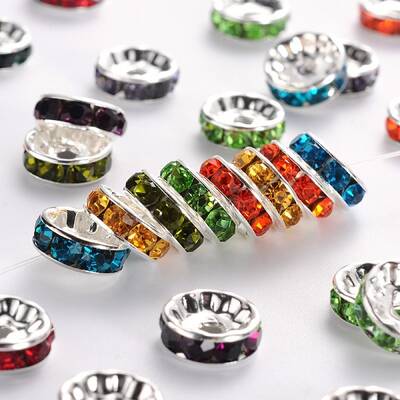 Brass Grade A Rhinestone Spacer Beads