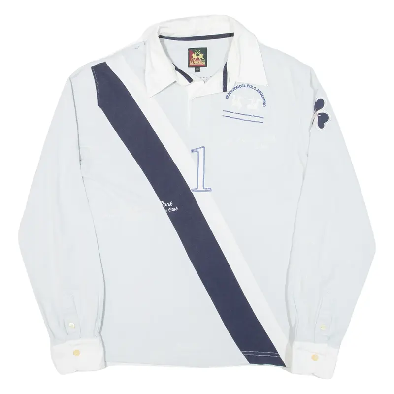 LA MARTINA Mens Polo Shirt Blue Long Sleeve XL