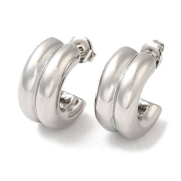 Non-Tarnish 304 Stainless Steel Round Stud Earrings