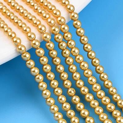 Baking Painted Pearlized Glass Pearl Bead Strands