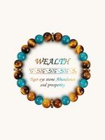 Wealth & Prosperity Tiger Eye Aquamarine Natural Crystal Bracelet, Fashionable and Versatile Design Suitable for Wearing at A...