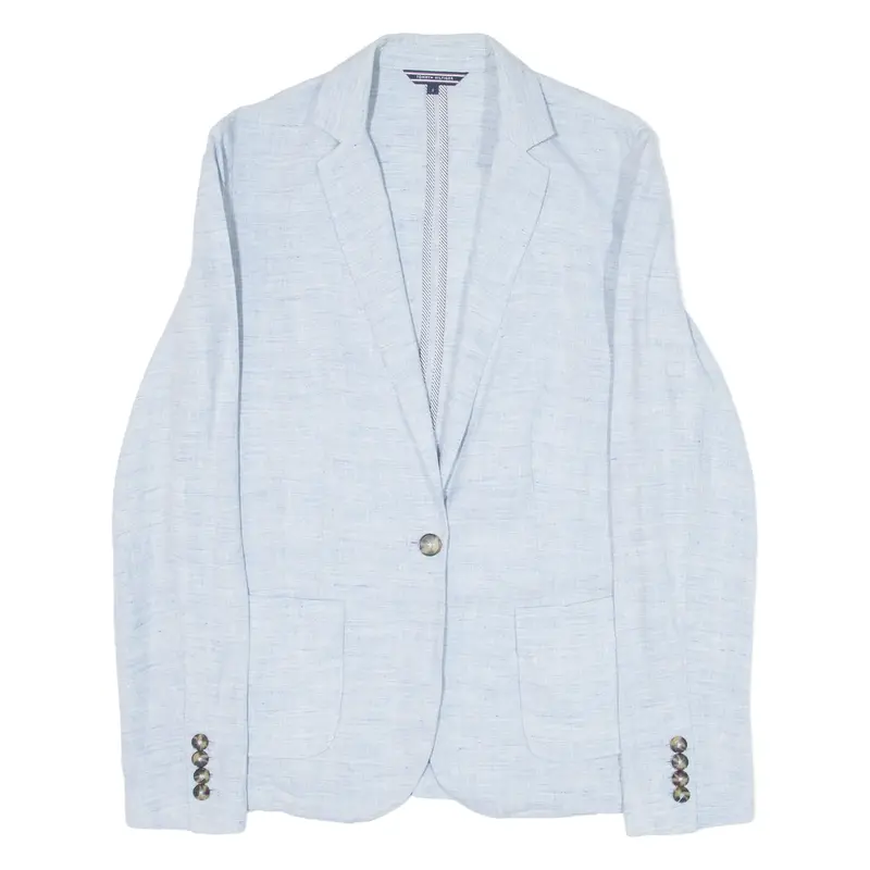 TOMMY HILFIGER Womens Blazer Jacket Blue Linen M