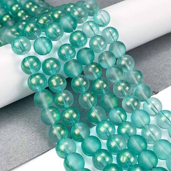 Frosted Transparent Glass Bead Strands