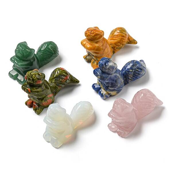 Natural & Synthetic Mixed Gemstone Carved Healing Squirrel Figurines