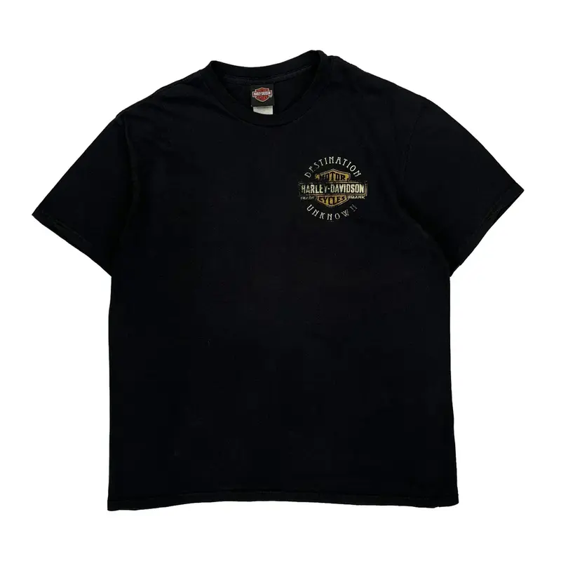 Manitoba, Canada Harley Davidson Graphic T-Shirt - XL Black Cotton