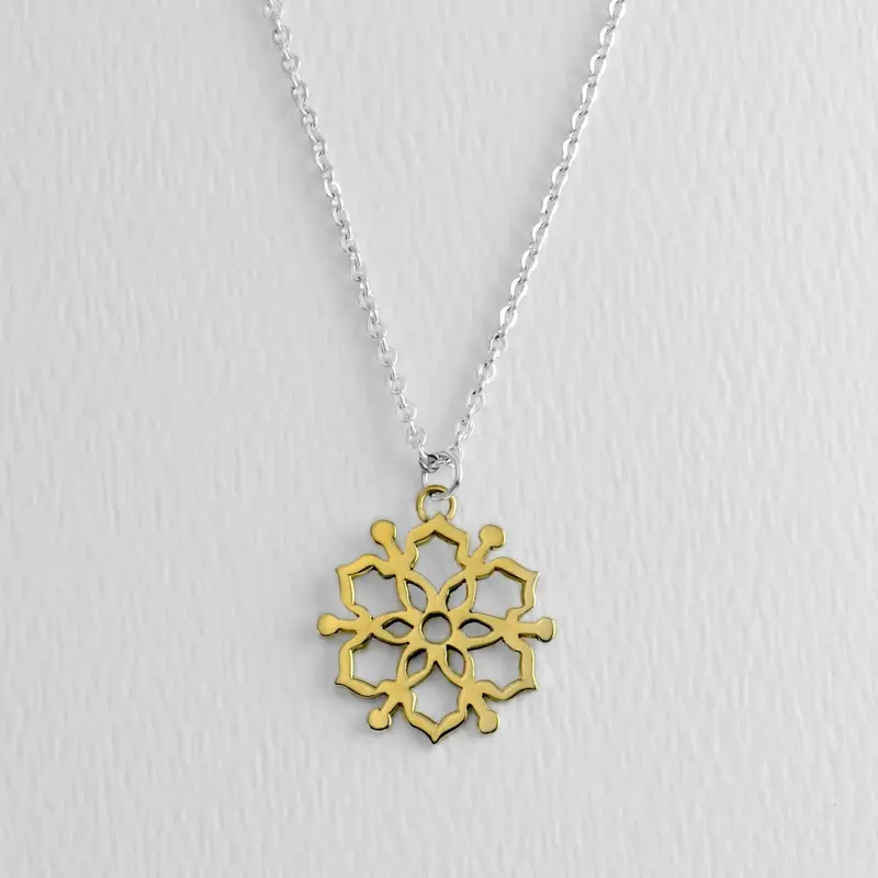 Moroccan Mandala Sterling & Brass Necklace
