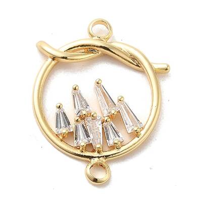 Brass Pave Clear Cubic Zirconia Connector Charms